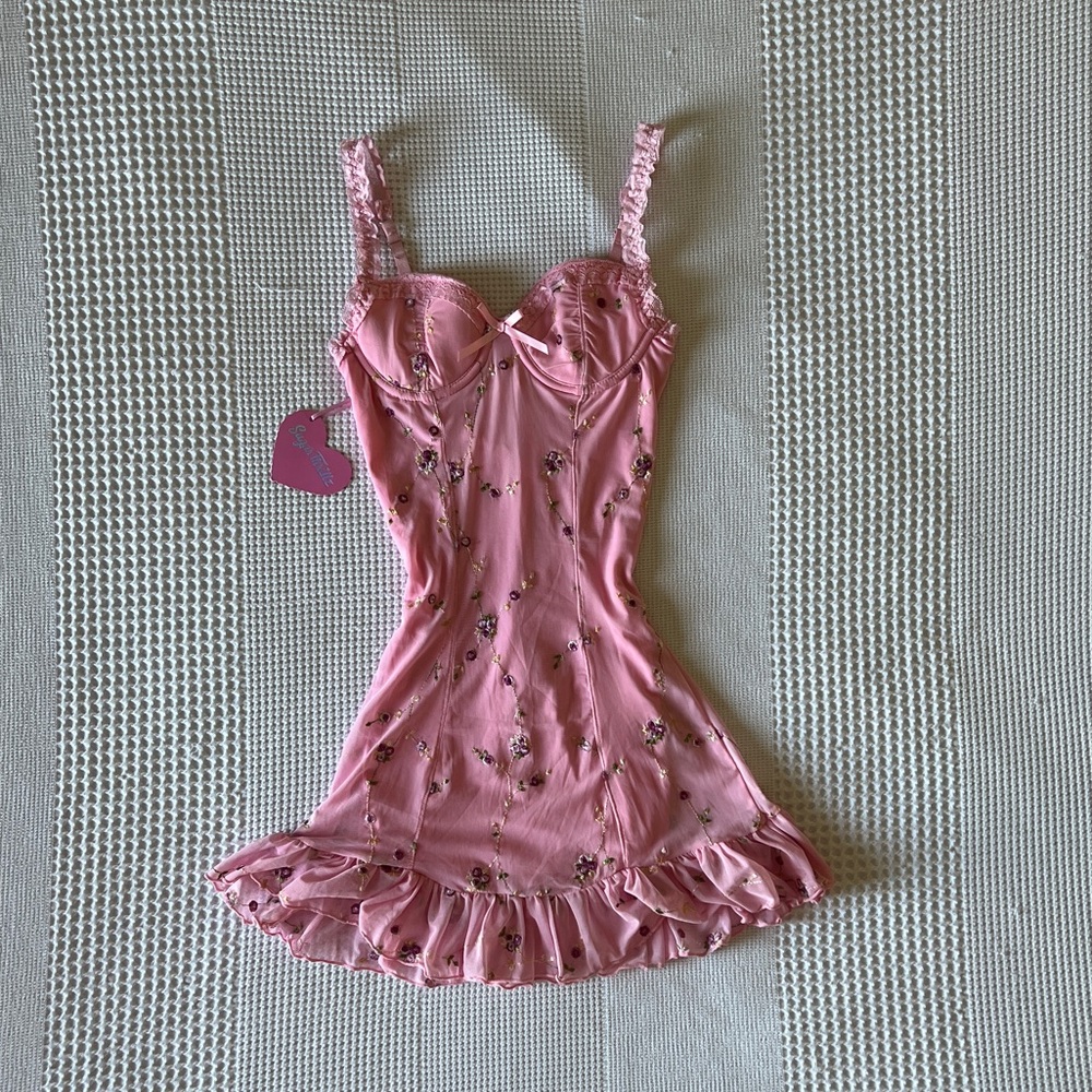 NWT - Dolls Kill - ‘I’m Baby Mini Slip Dress’ - Pink - XS